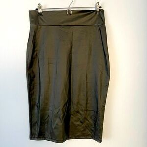 NWT Simlu Size Large Pencil Skirt Faux Leather Black Skirt